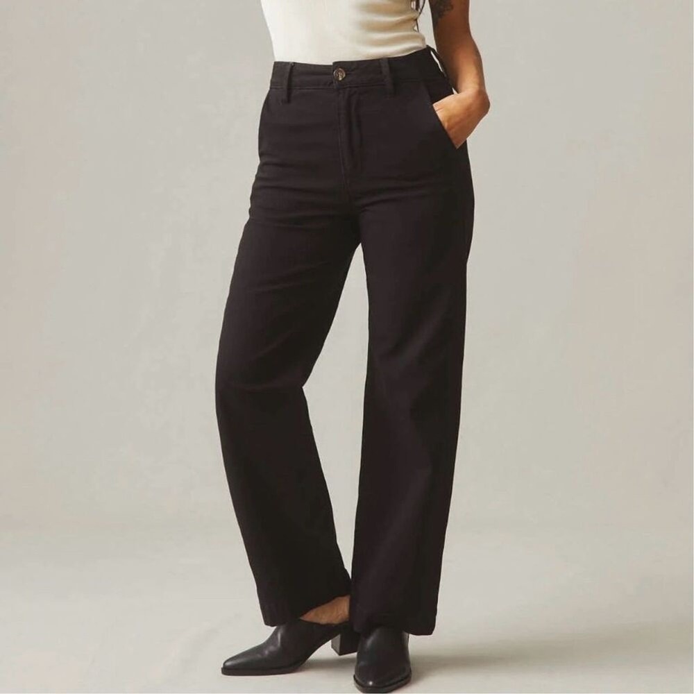 NWOT‎ American Giant Women's Wide Leg Pants Black Size 6 Casual Relaxed Fit